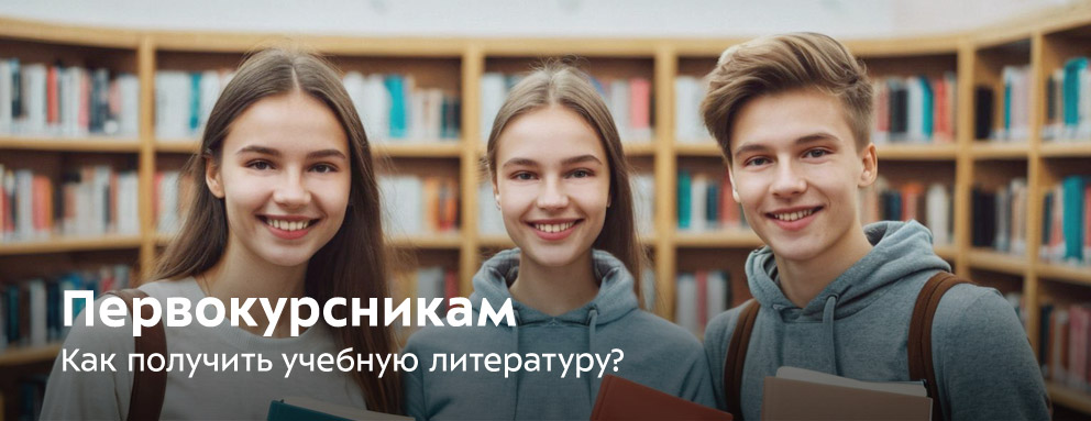 Баннер: Инфор­ма­ция для пер­во­курс­ни­ков: как получить учебную литературу?